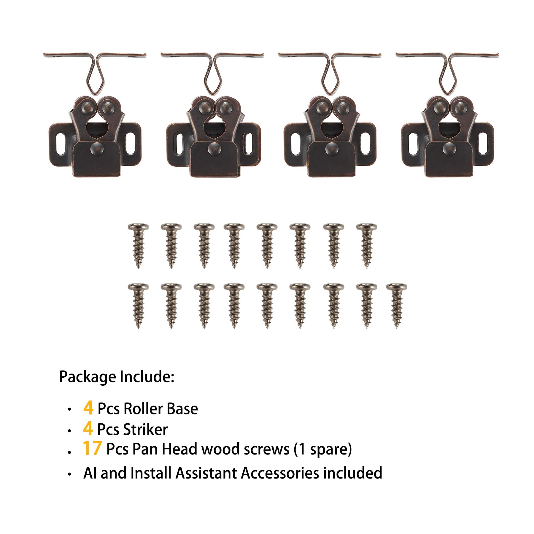 Ouligay 6Pcs Cabinet Latch Double Roller Cupboard Cabinets Door Latches