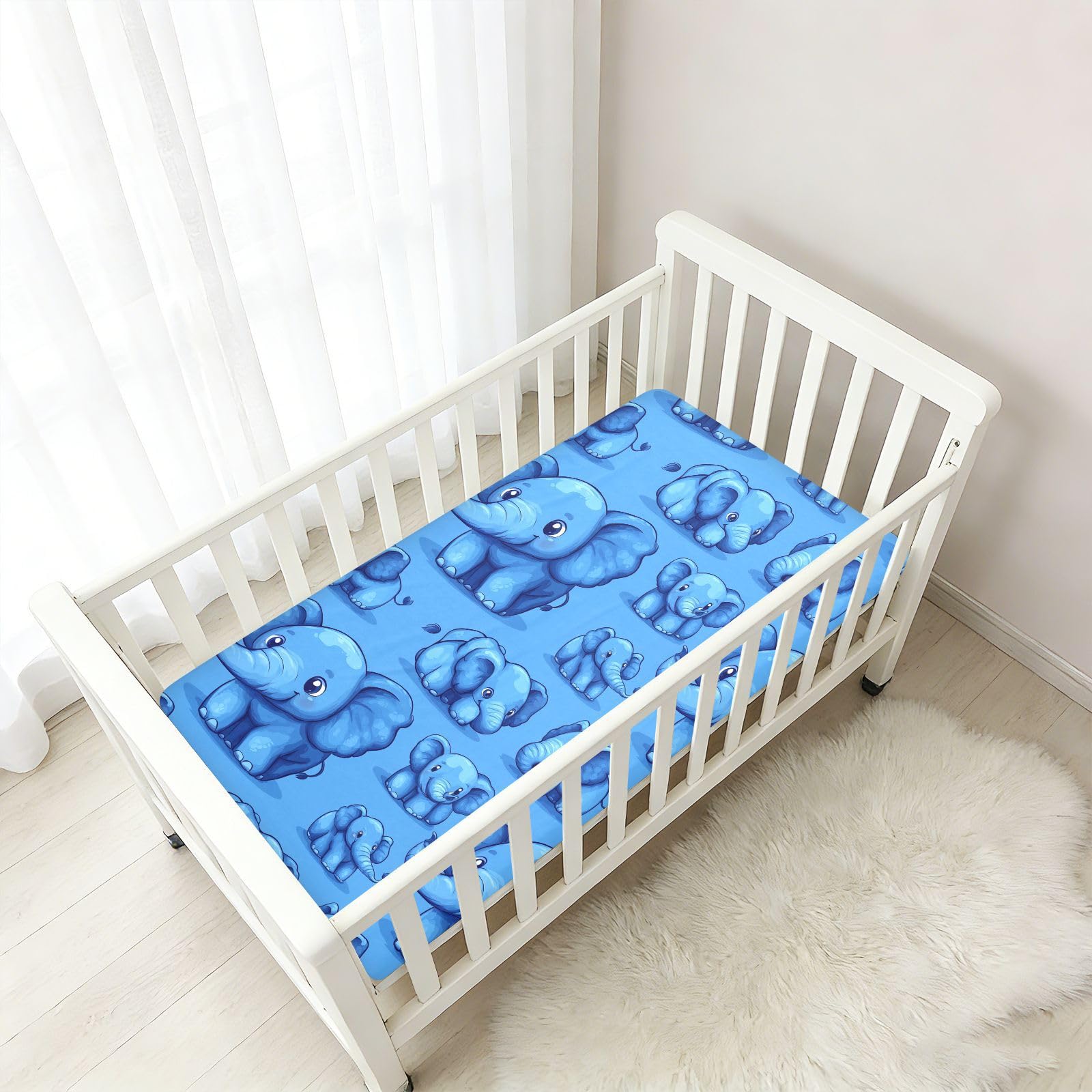 Babybettlaken mit Cartoon-Elefantenmotiv, Baumwolle, weich, atmungsaktiv, Musselin, für Kinderzimmer, 1 Stück