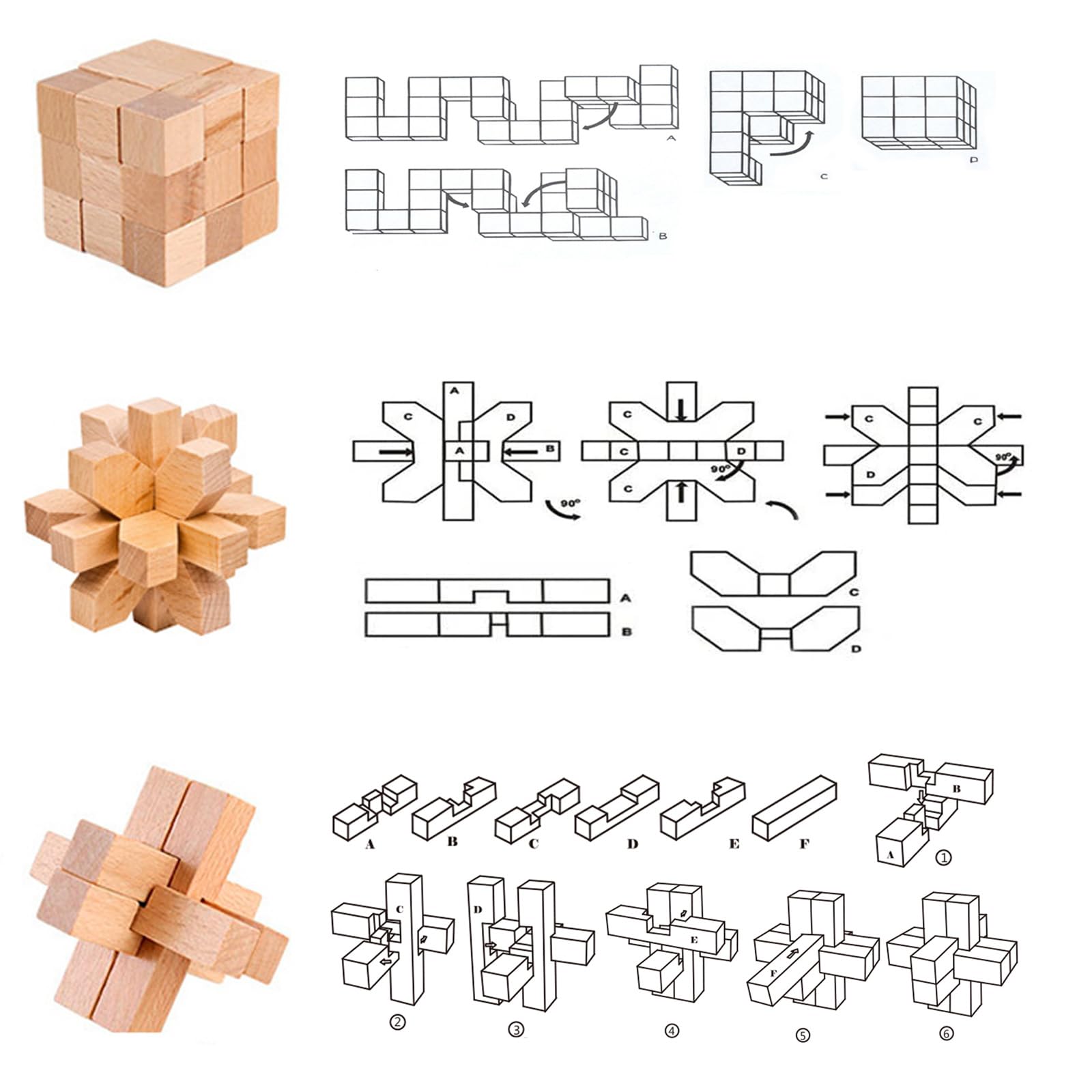 Holzsammlung Set of 15 Wooden Brain Teaser Puzzles, 3D IQ Challenge Puzzle Games - Image 3