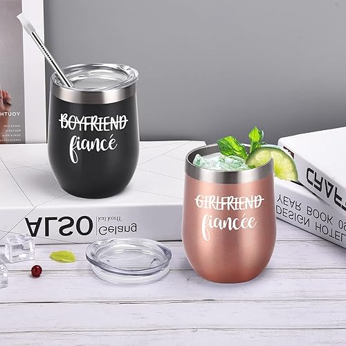 Miniatura 5 de Lifecapido Regalos de compromiso para pareja, novio y novia, juego de vasos de vino, regalos de compromiso para prometida prometida, sus amigas,