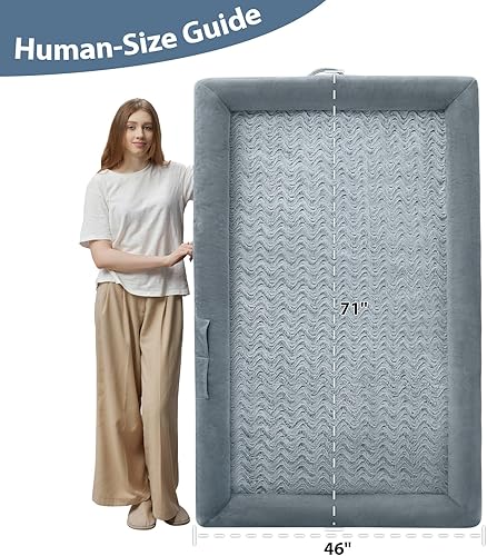 Miniatura 6 de WNPETHOME Cama humana para perros adultos, sofá lavable para perros con funda impermeable extraíble, sofá cama grande ortopédica para mascotas con