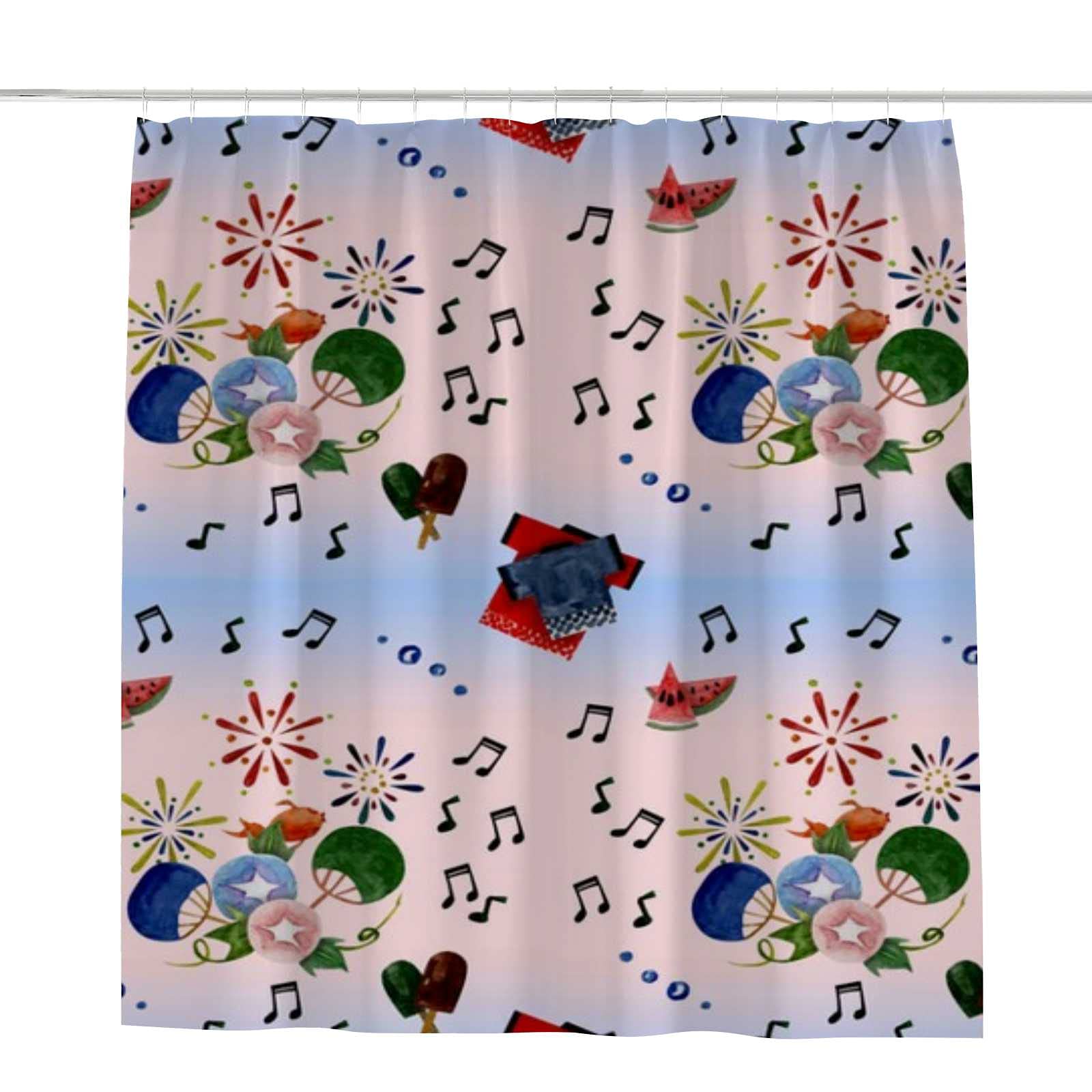 Rideau de douche lavable anti-éclaboussures en polyester aquarelle pour baignoire