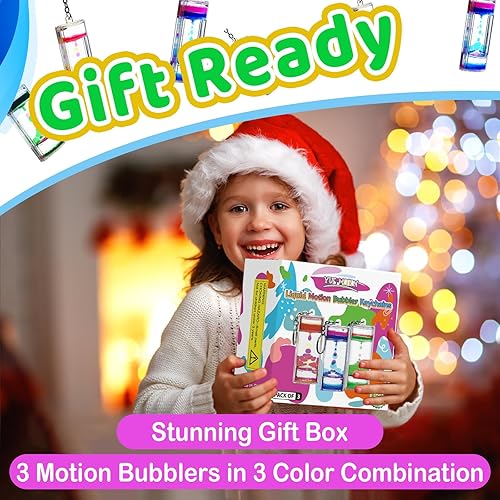 Miniatura 7 de YUE MOTION Llavero con burbujas de movimiento líquido, juguetes sensoriales fascinantes, temporizador líquido para aliviar el estrés, juguetes