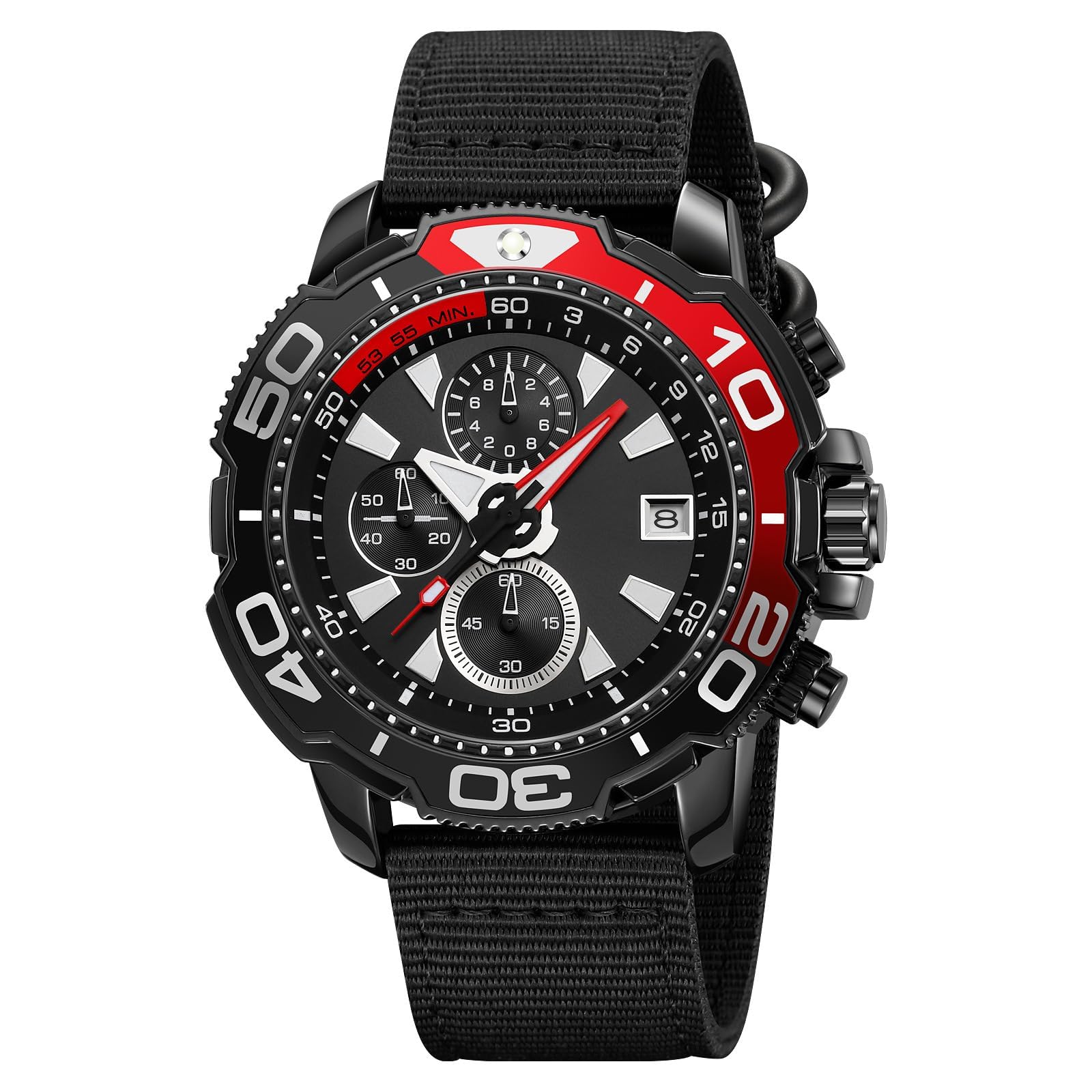 Montre militaire étanche pour homme avec calendrier et aiguille lumineuse