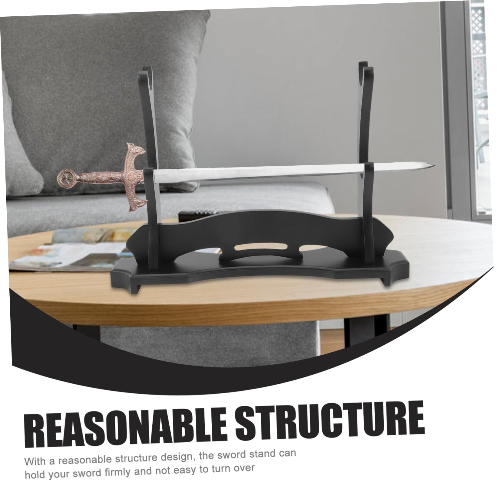 GALPADA Soporte de Espada de Madera Negra para Escritorio Diseño Simple y Hermoso, Soporte Estable No Fácil de Voltear para Almacenamiento y Exhibición de Dizi y Espada