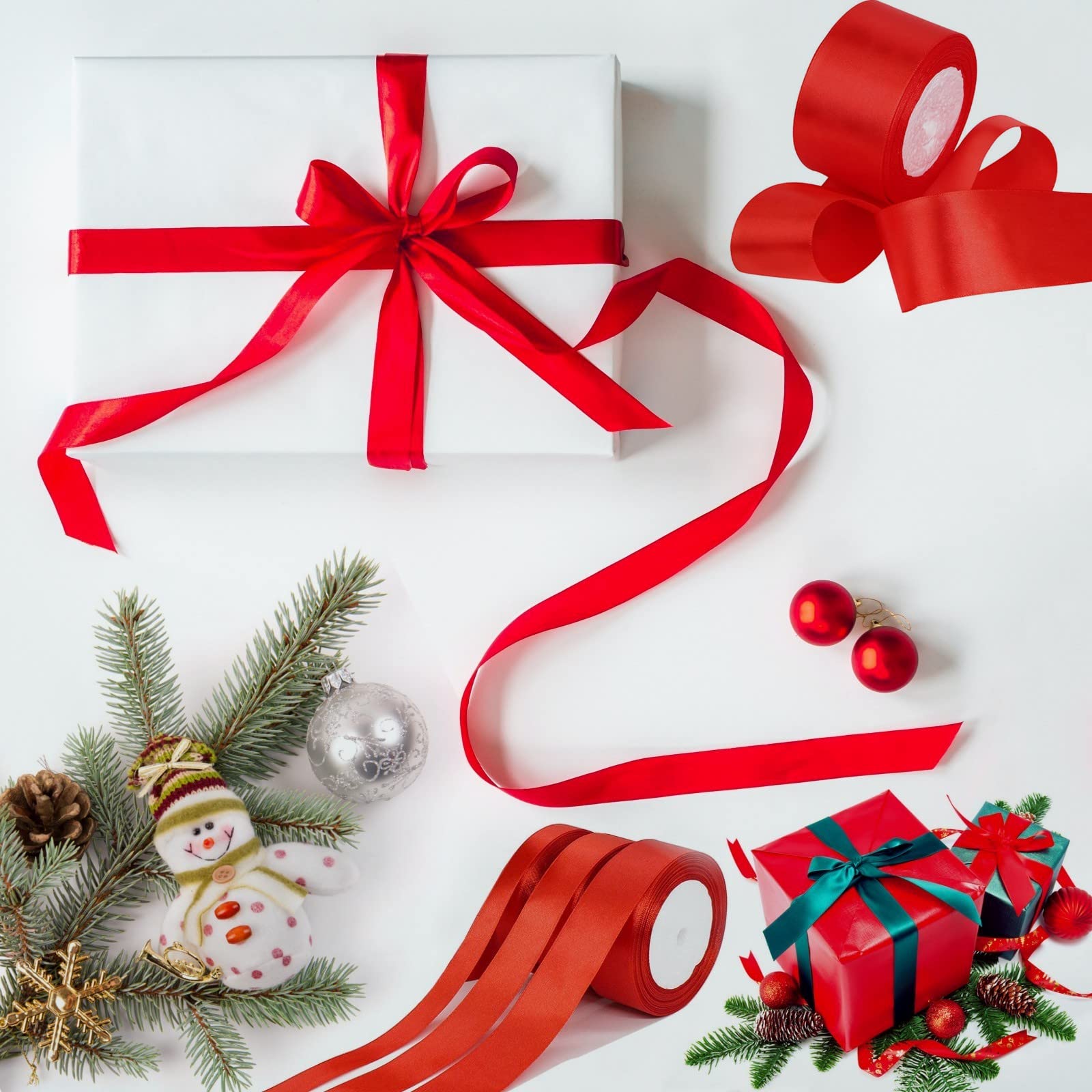 LEEQE Ruban De Satin Marron Double Face De 1,27 Cm X 45,6 M