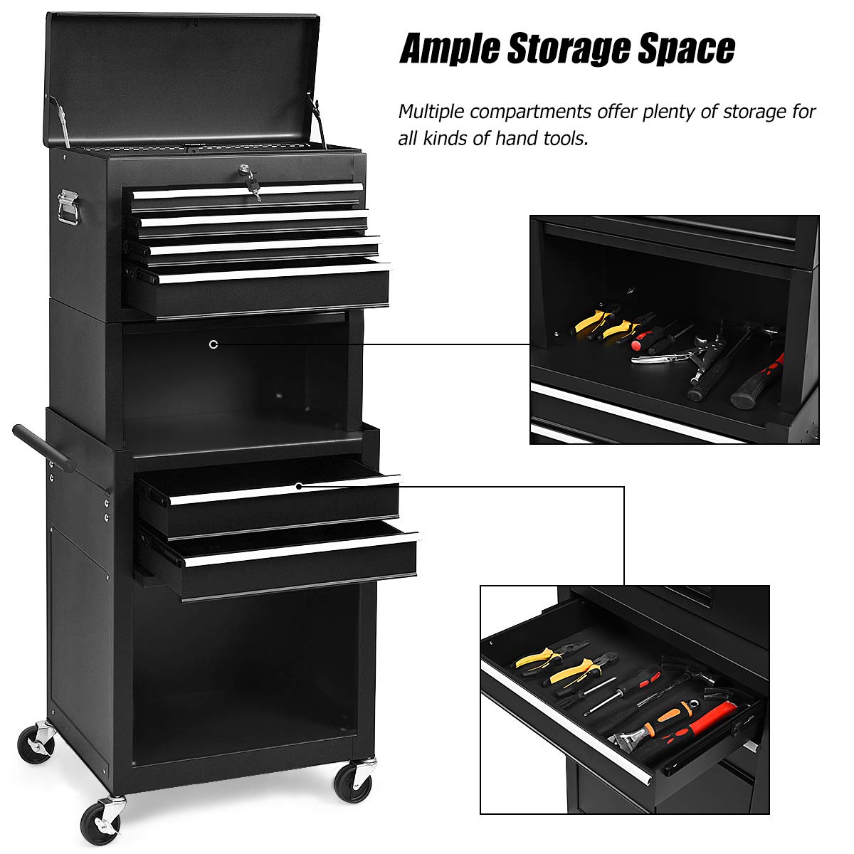 Safstar 6Drawer Rolling Tool Chest, High Capacity Tool Storage