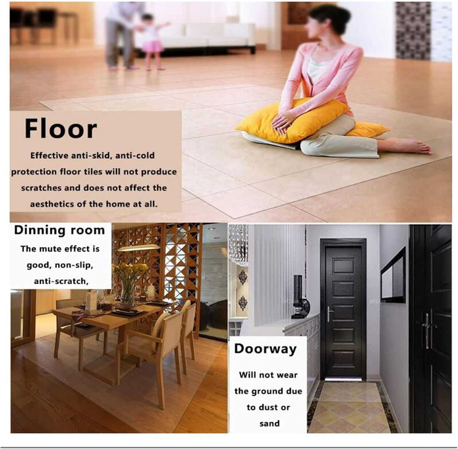 ohkita-PVC透明フロアマット キッチンマット クリア PVC 床保護マット冷蔵庫 マット 床 キズ防止、デスク下マット チェ