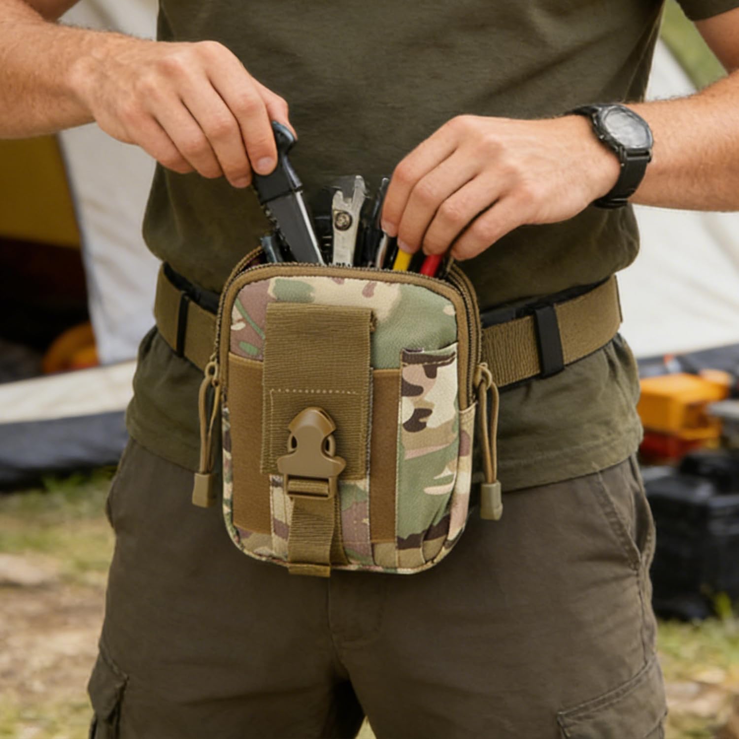 Waist Belt Bag, Universal Outdoor Wallet Pouch Phone Case Gadget Pocket for Small Tools, Outdoor Gear and Everyday Carry, Hiking Camping Accessories,
