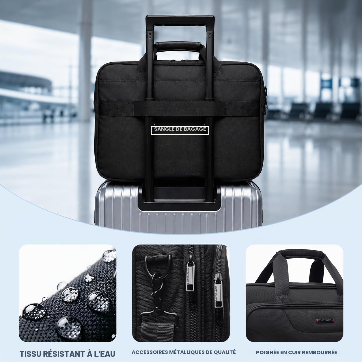 EMPSIGN Sacoche élégante pour ordinateur portable 17,3"