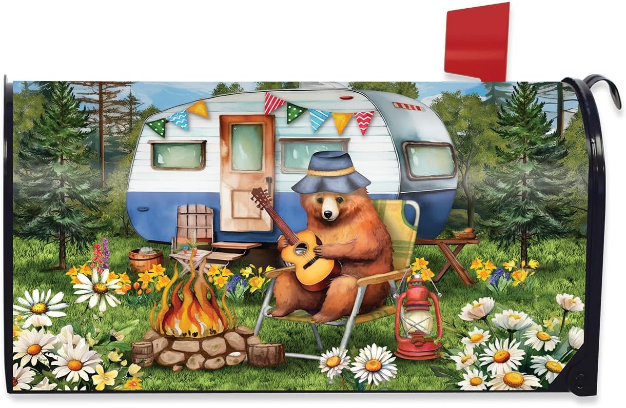 Briarwood Lane Camping Bear Mailbox Cover
