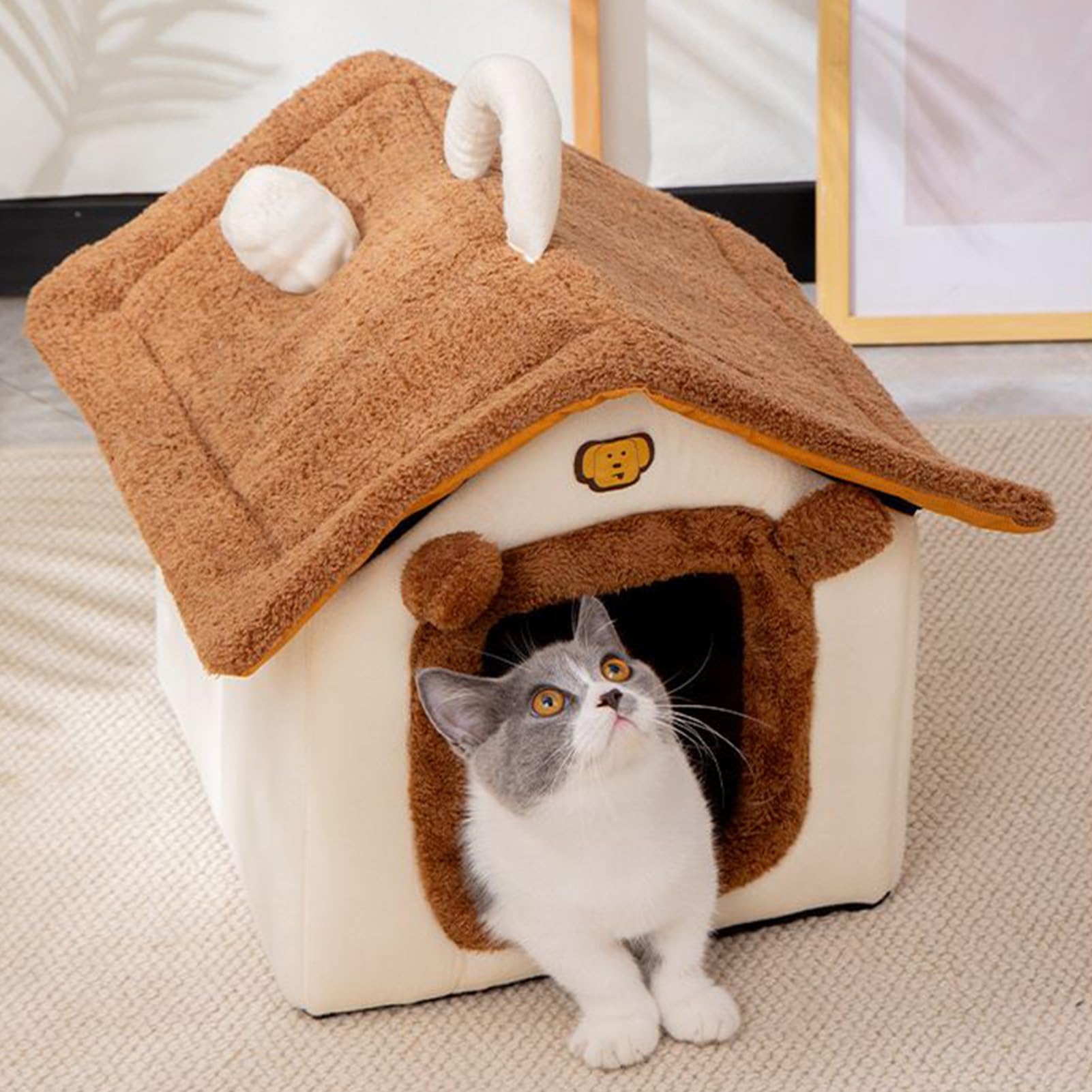 Cama Cueva Para Gatos Cerrado Suave Privado Y Cómodo | Cama para Gatos de Interior Para Dormir En Invierno En El Hogar, El Dormitorio, El Balcón, El Exterior Y El Viaje Para