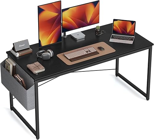 Cubiker Escritorio para computadora, escritorio moderno de estilo simple de 63 pulgadas para oficina en casa, escritorio resistente con bolsa de