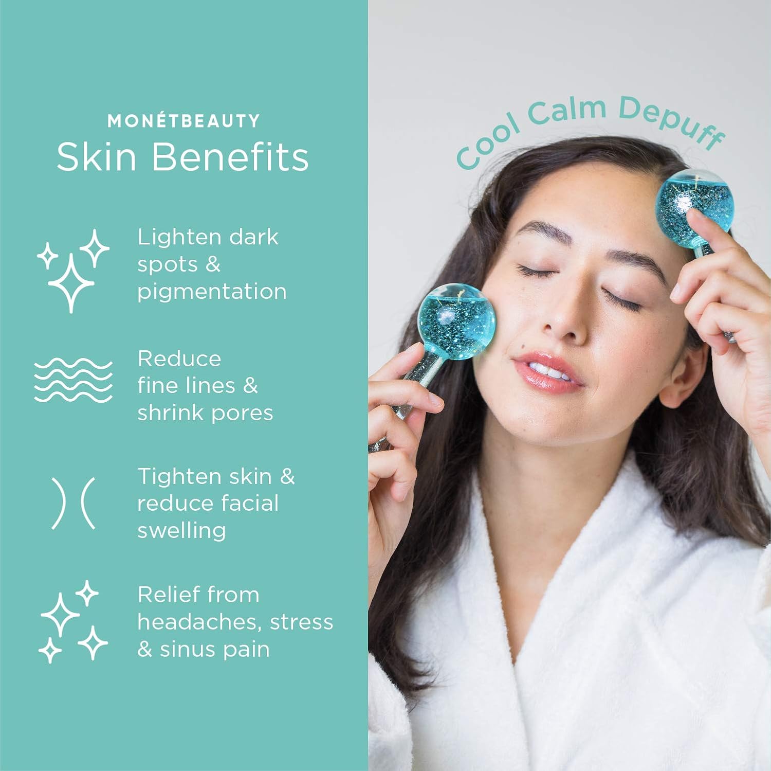 MonétBeauty Ice Globes for Facials, Freezer Safe and Highly Effective Facial Globes for Daily Beauty Routines, Tighten Skin, Reduce Puffiness and Headaches and Enhance Circulation (Blue, No Glitter) : Beauty & Personal Care