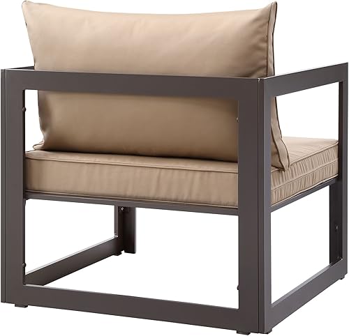 Vista 31 de Modway Fortuna otomana de aluminio para patio al aire libre, color blanco y gris