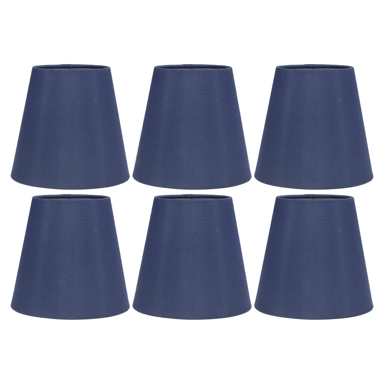 Pantallas de lámpara de araña E14 de tela, juego de 6 pantallas de lámpara con clip Pantalla de lámpara moderna Pantalla de luz colgante para lámparas de pared de piso de mesa(azul oscuro)