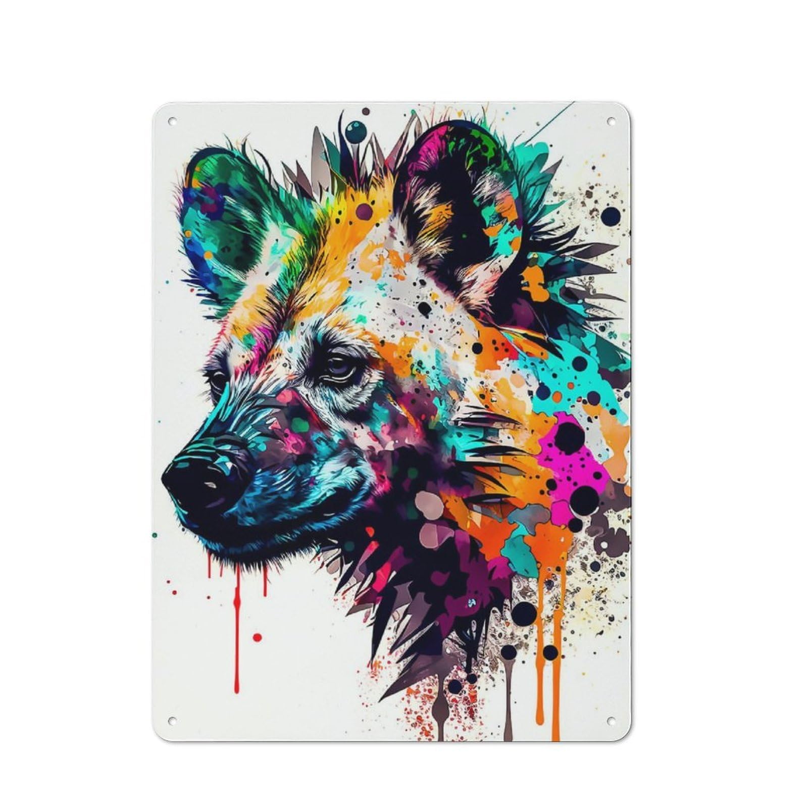 Rustic Hyena Tin Wall Sign 40x30cm, Kitchen Wall Decor for Bakery, Diner, Cafe Or Family Room