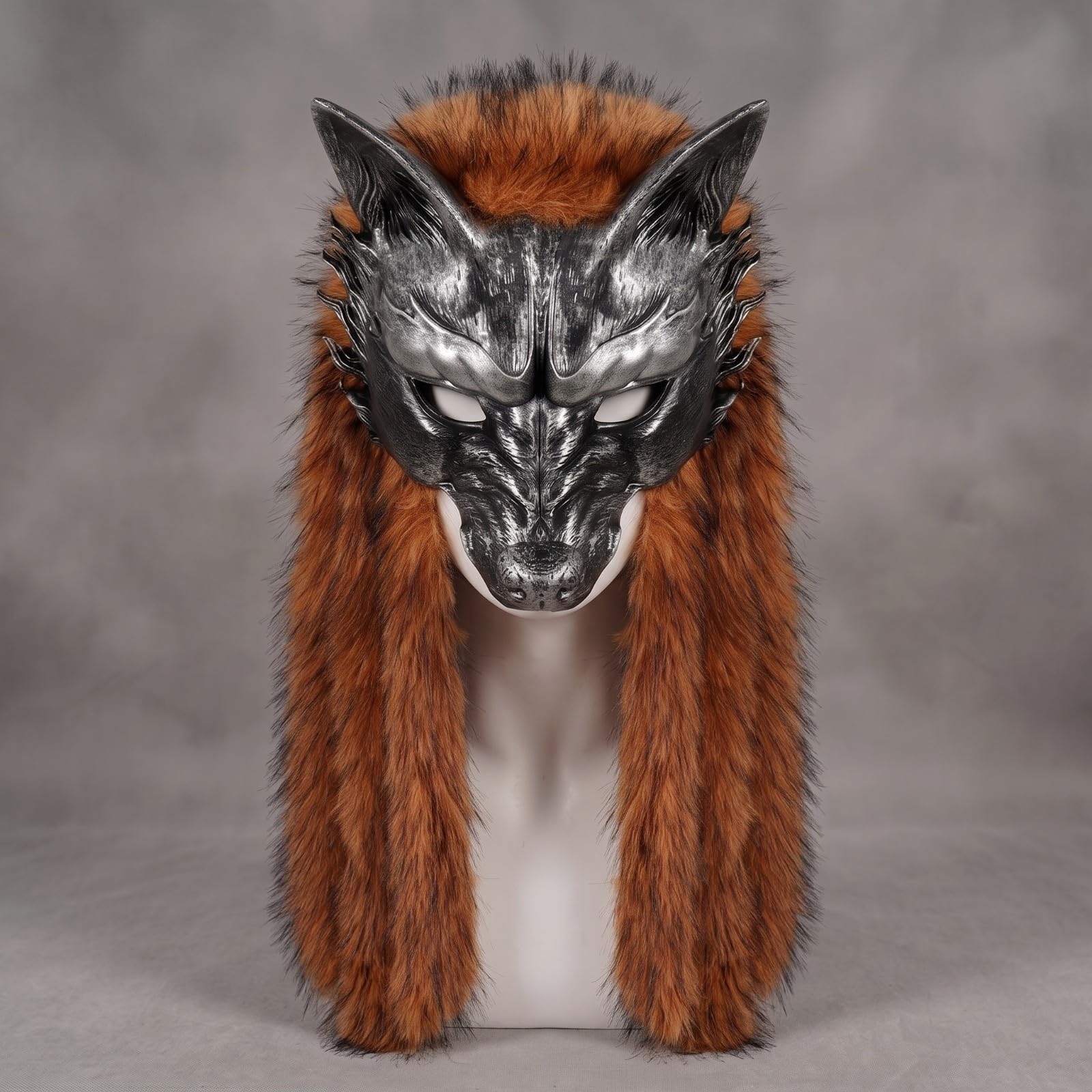 perfk Maschera da Morbido | Dettagli Metallici Sul, Maschera con Pelliccia Sintetica, in Schiuma Poliuretanica, per Halloween