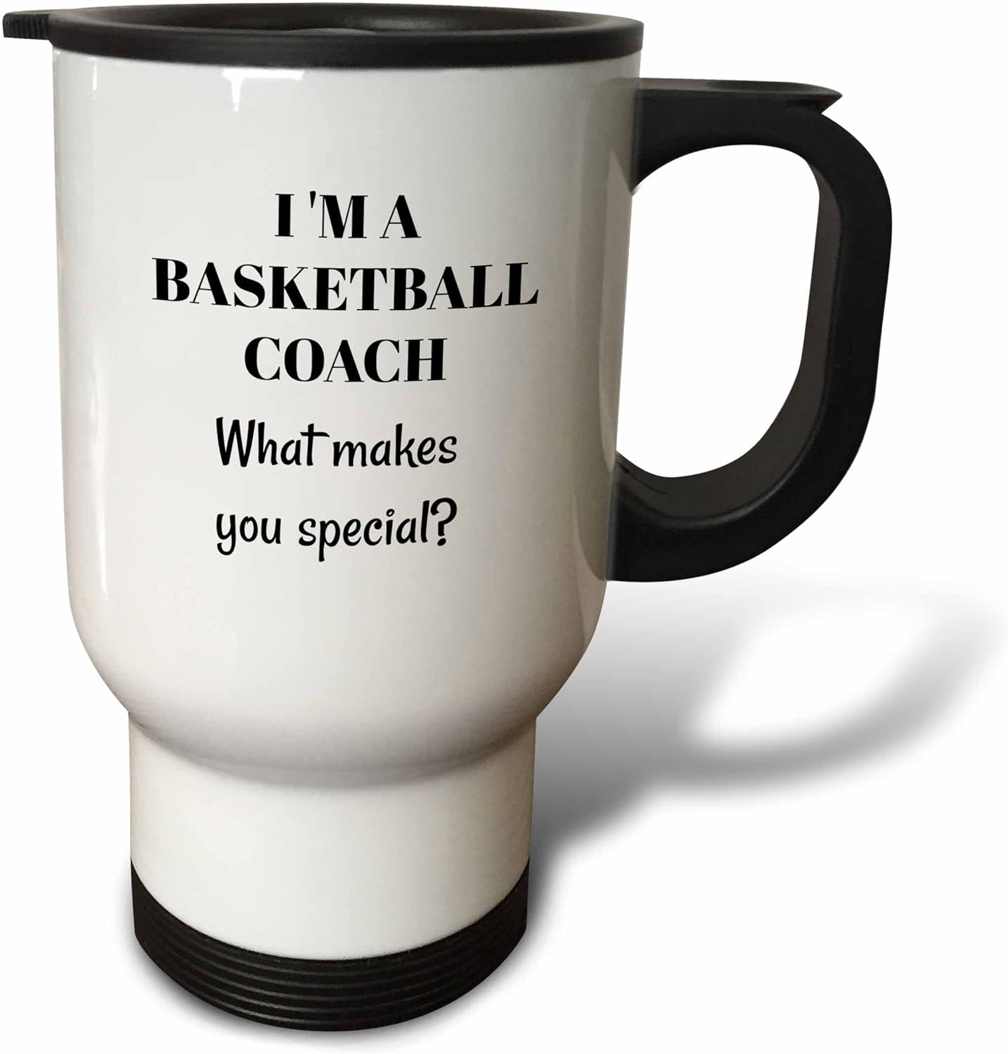 3dRose Im a Basketball Coach What Makes You Special Travel Mug, 14 oz