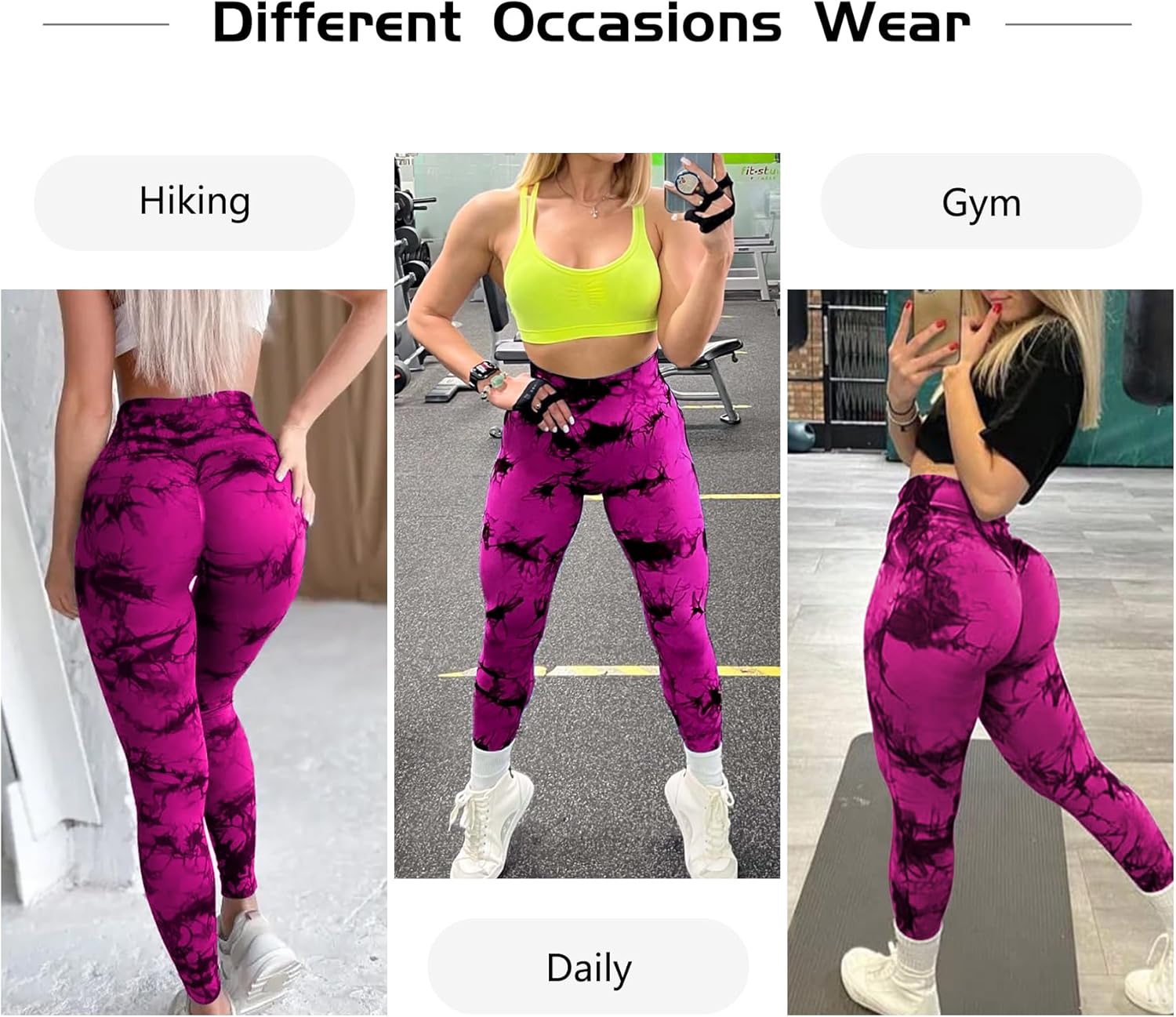 JGS1996 Tie Dye Leggings for Women Tummy Control High Waisted Scrunch Butt Lifting Seamless Workout Yoga Pants - Image 5