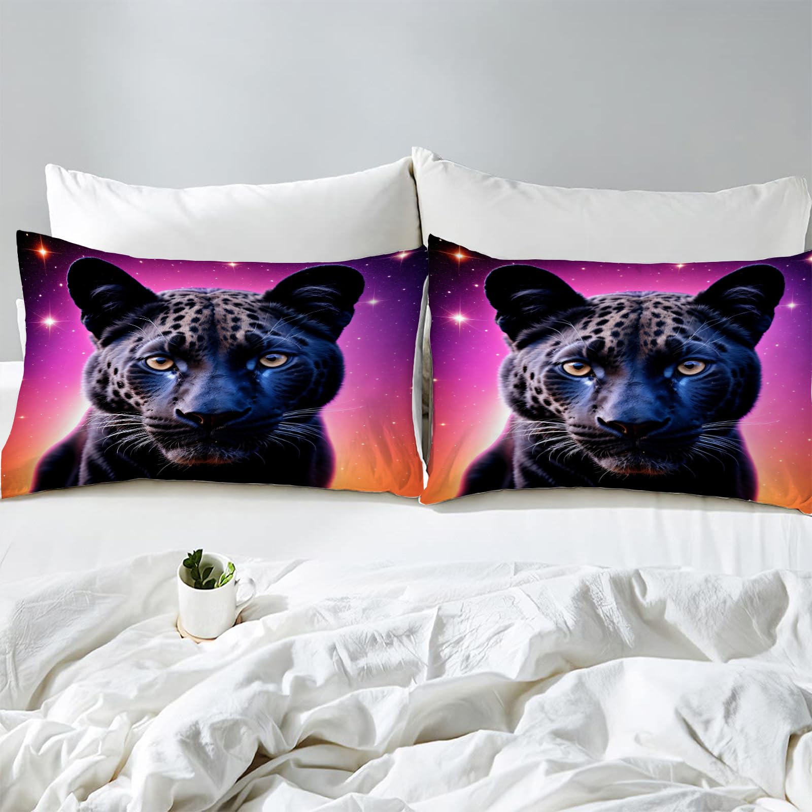 Leoparden Bettwäsche Set 2-tlg - 135x200cm + 80x80cm Mikrofaser Wendebettwäsche