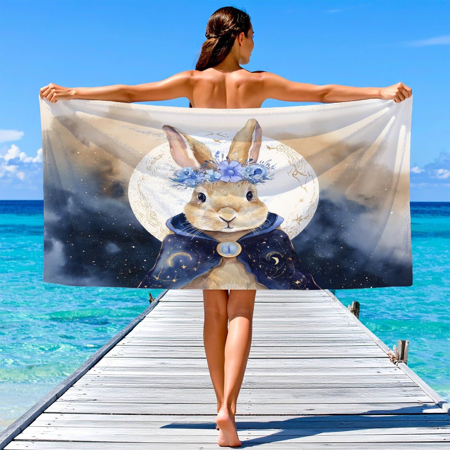 Générique Serviette de Plage Microfibre Nature Calm, Drap de Plage Lignes Rêveur Nature Champ Animaux Chat Séchage Rapide Anti Sable & Légère, Serviette de Bain 180 cm x 160 cm Accessoire
