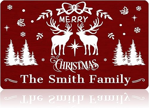 Differ More Tapetes de puerta personalizados de bienvenida de Navidad para puerta delantera, tapete de invierno personalizado con nombre de la Differ More Tapetes de puerta personalizados de bienvenida de Navidad para puerta delantera, tapete de invierno personalizado con nombre de la