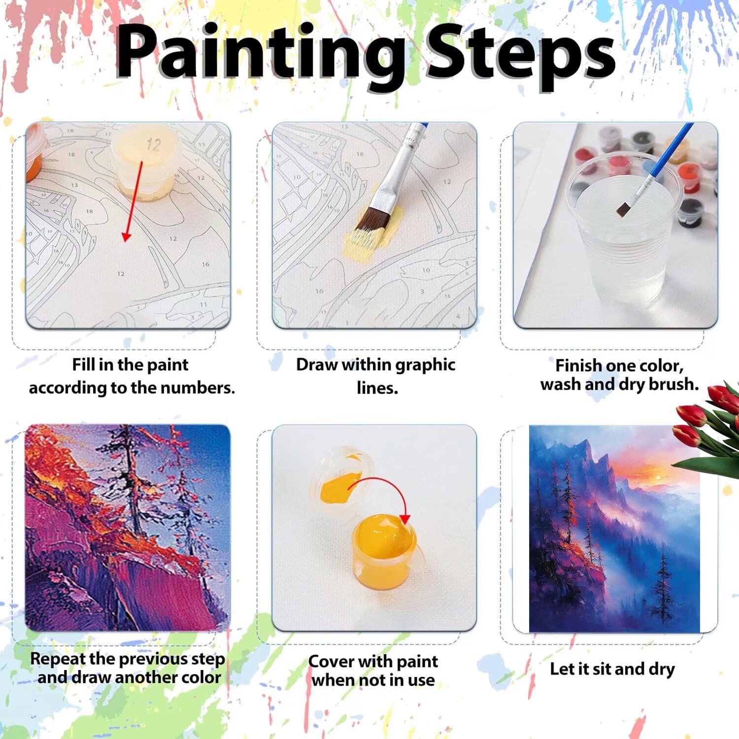 Pintar por Numeros Adultos pintar por numeros niños manualidades niños 10 años, DIY Pintar por Números de Pincel y Pintura acrílica Decoraciones para el Hogar Manualidades, sin Marco 60x80cm C-136