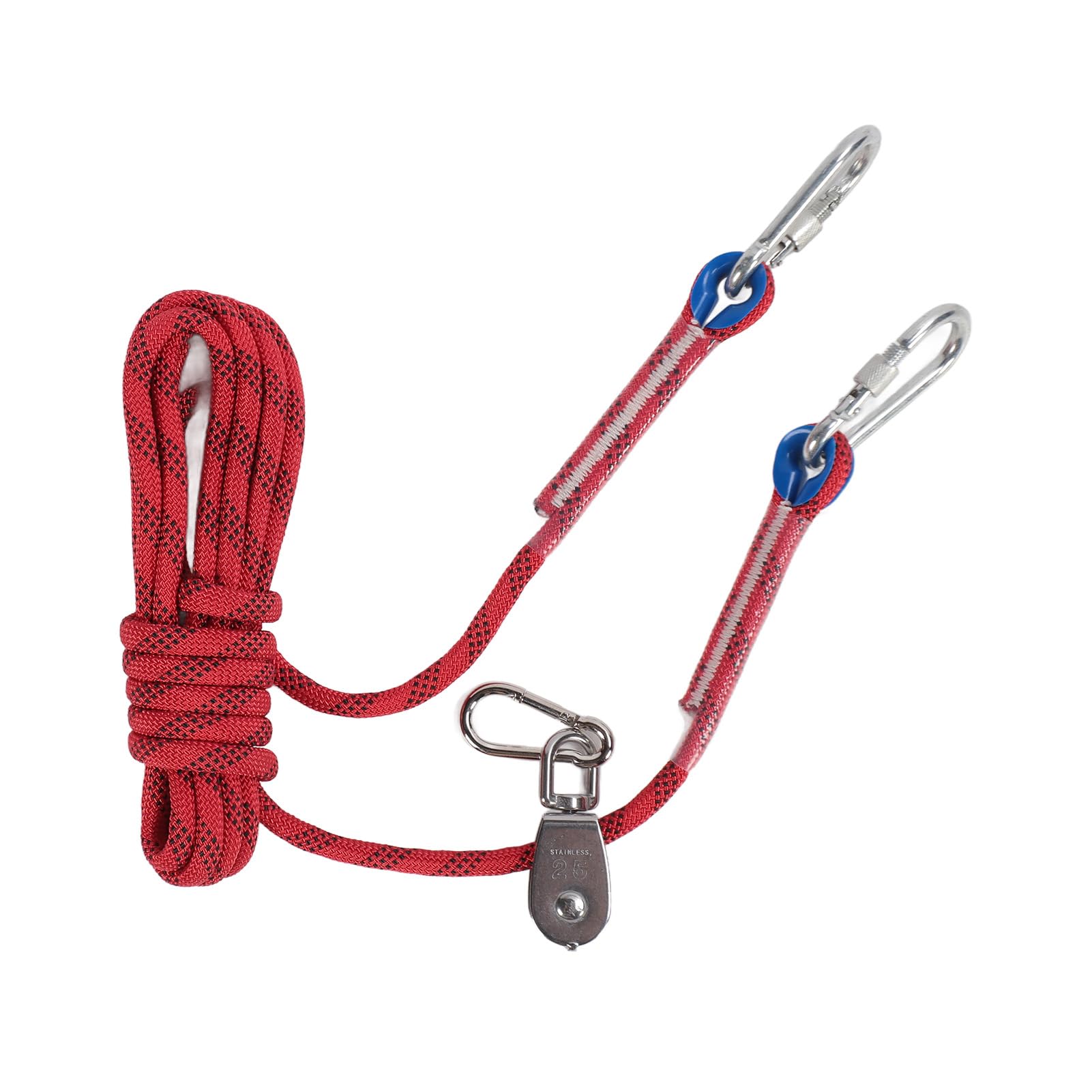 Cavo per Corridore per Cani, di Carrucole con Rotazione a 360 Gradi da 16,4 Piedi di Carrello Portatile Cavo Riflettente per Cani per Esterno per Campeggio (rosso)