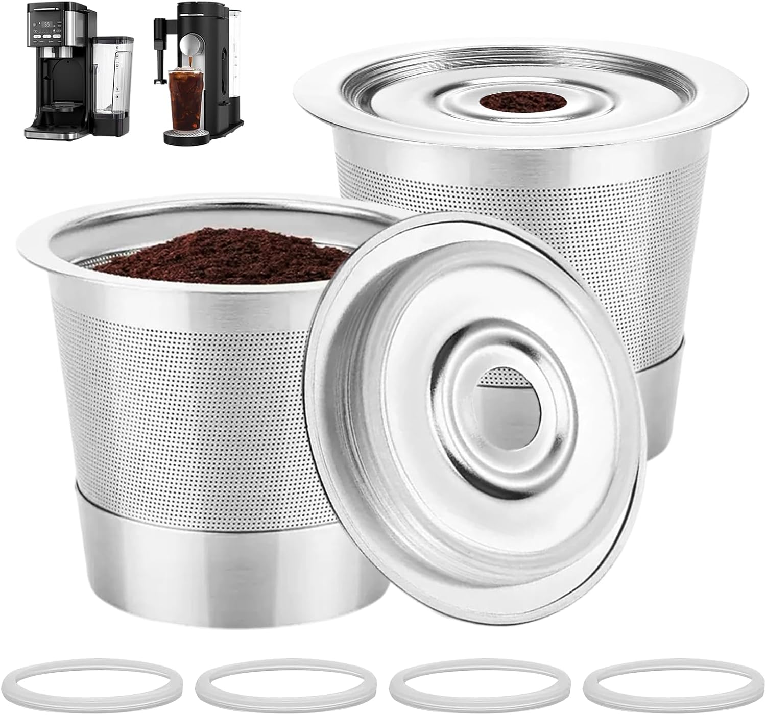 Reusable K Cups Compatible with Ninja Pods and Grounds Coffee Maker, Stainless Steel K Cup for Ninja Dual Brew CFP101 & Ninja Single-Serve PB051/PB041, Reusable Coffee Filter Pods Accessories (2 Pack) Reusable K Cups Compatible with Ninja Pods and Grounds Coffee Maker, Stainless Steel K Cup for Ninja Dual Brew CFP101 & Ninja Single-Serve PB051/PB041, Reusable Coffee Filter Pods Accessories (2 Pack)