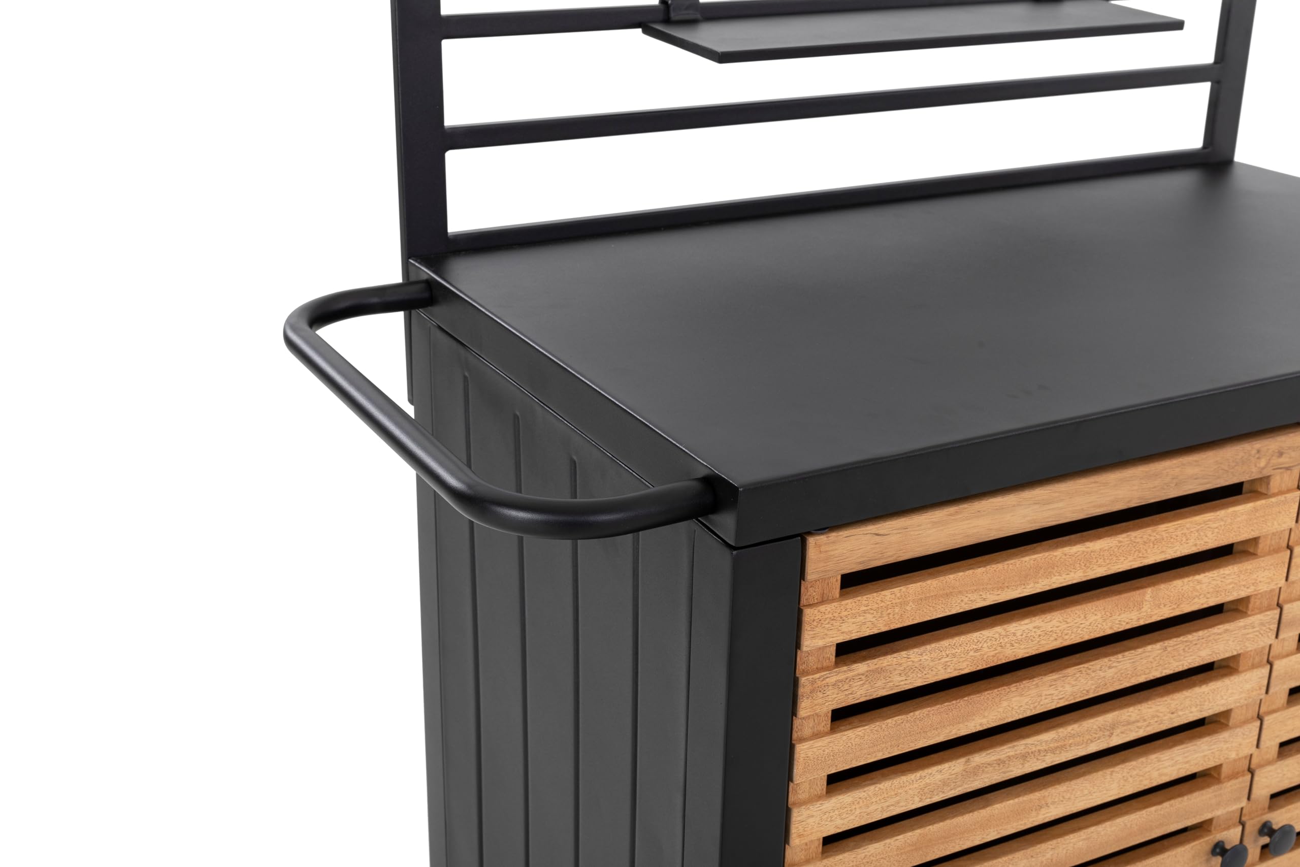 Tarrington House Carrito de Servicio Ateo, Aluminio/Acero/Madera de eucalipto, Negro
