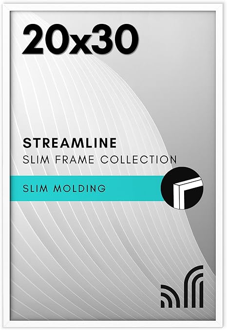 Americanflat 20x30 Poster Frame with Polished Plexiglass - Streamline Collection - Thin Border Picture Frame for Wall Display - Hanging Hardware Included - White