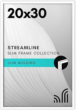 Americanflat 20x30 Poster Frame with Polished Plexiglass - Streamline Collection - Thin Border Picture Frame for Wall Display - Hanging Hardware Included - White