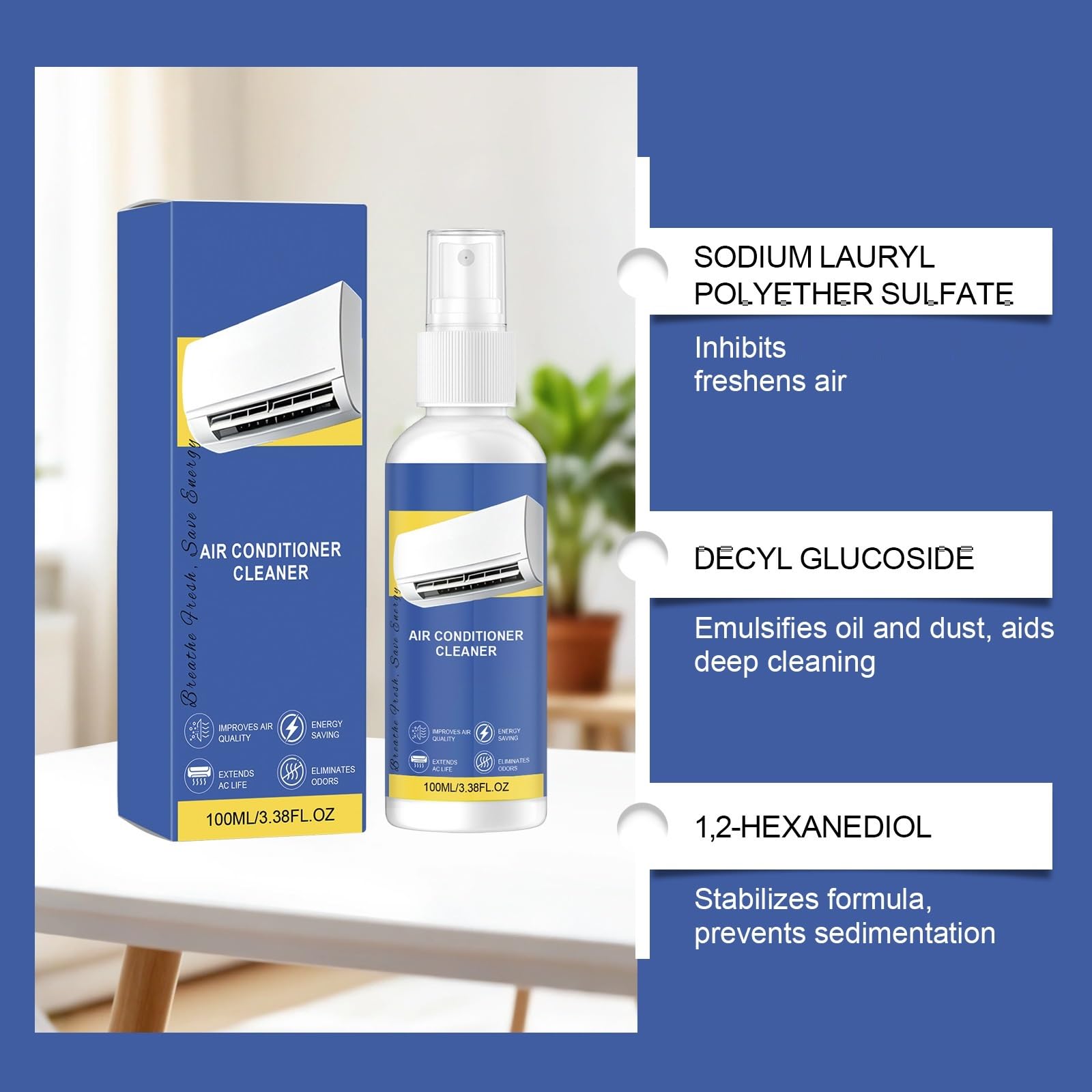 Mehrzweck-Klimaanlagen-Spulenreiniger, spülfreies Klimaanlagen-Reinigungsspray, sanfter Lüftungsgitter-Deodorant, Verdampferspulenreinigung ohne Nachspülen, Klimaan/lagen-Reinigungsspray. (6PCS)