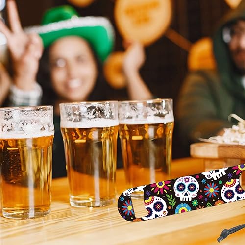 Miniatura 4 de Abrebotellas de calavera de azúcar, decoración del día de los muertos, abridor de botellas de acero inoxidable, barra de velocidad plana para