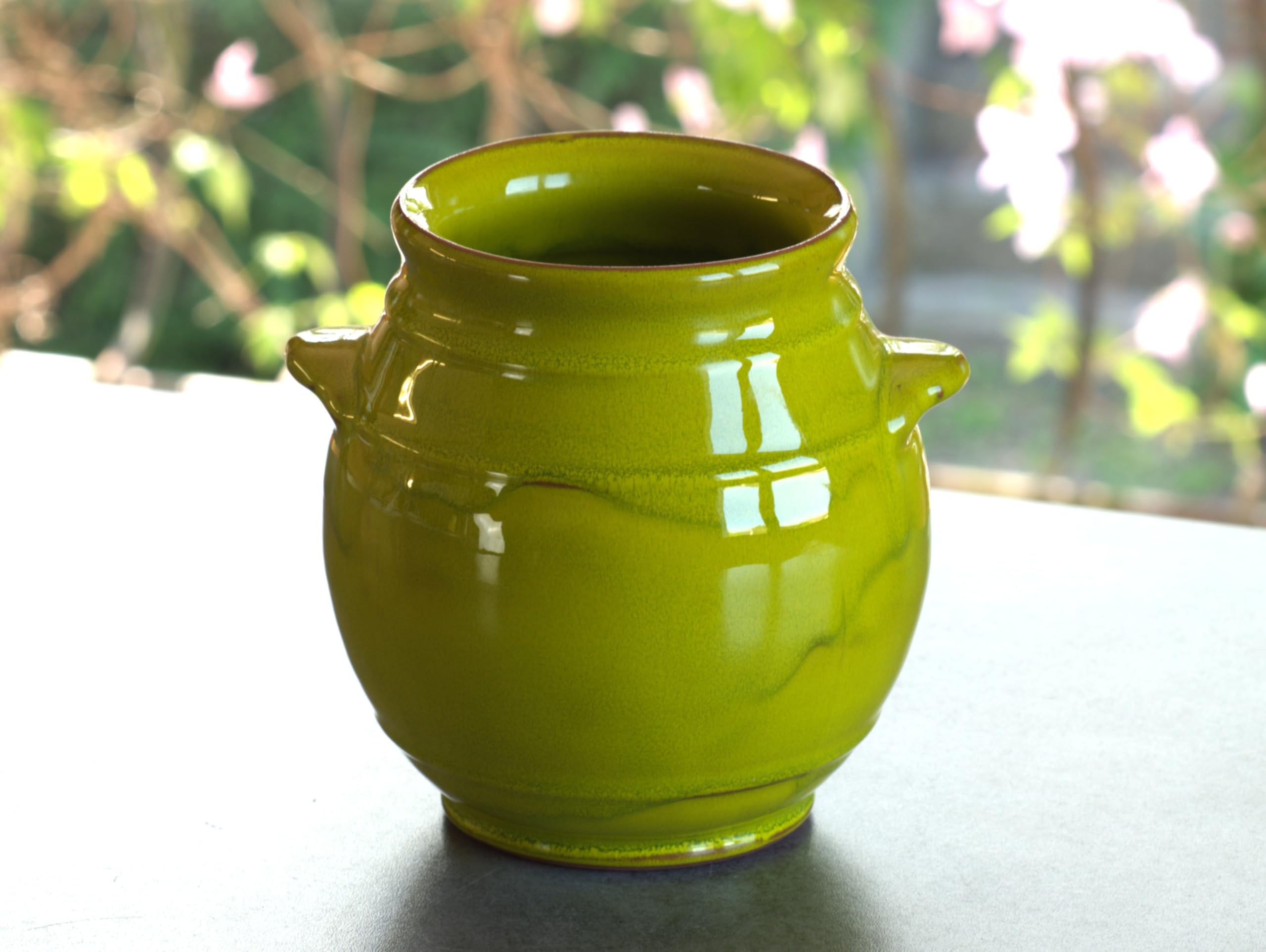 Pot à ustensiles en céramique trempé à la main | Porte-ustensiles de cuisine artisanal | Fabriqué en Espagne | Élégant pot à couverts | Pot à couverts rustique pour cuillères, spatules