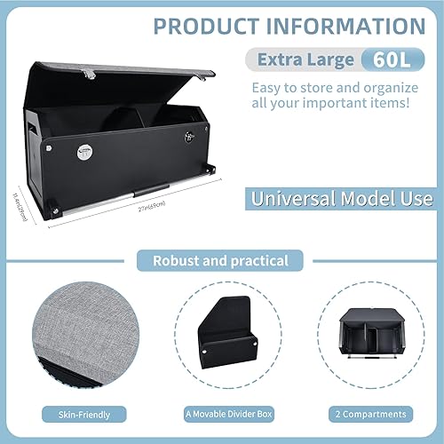 Miniatura 7 de XCF Organizador de maletero de SUV, organizador plegable para maletero de automóvil con tapa y asa resistente, caja de almacenamiento de cuero para
