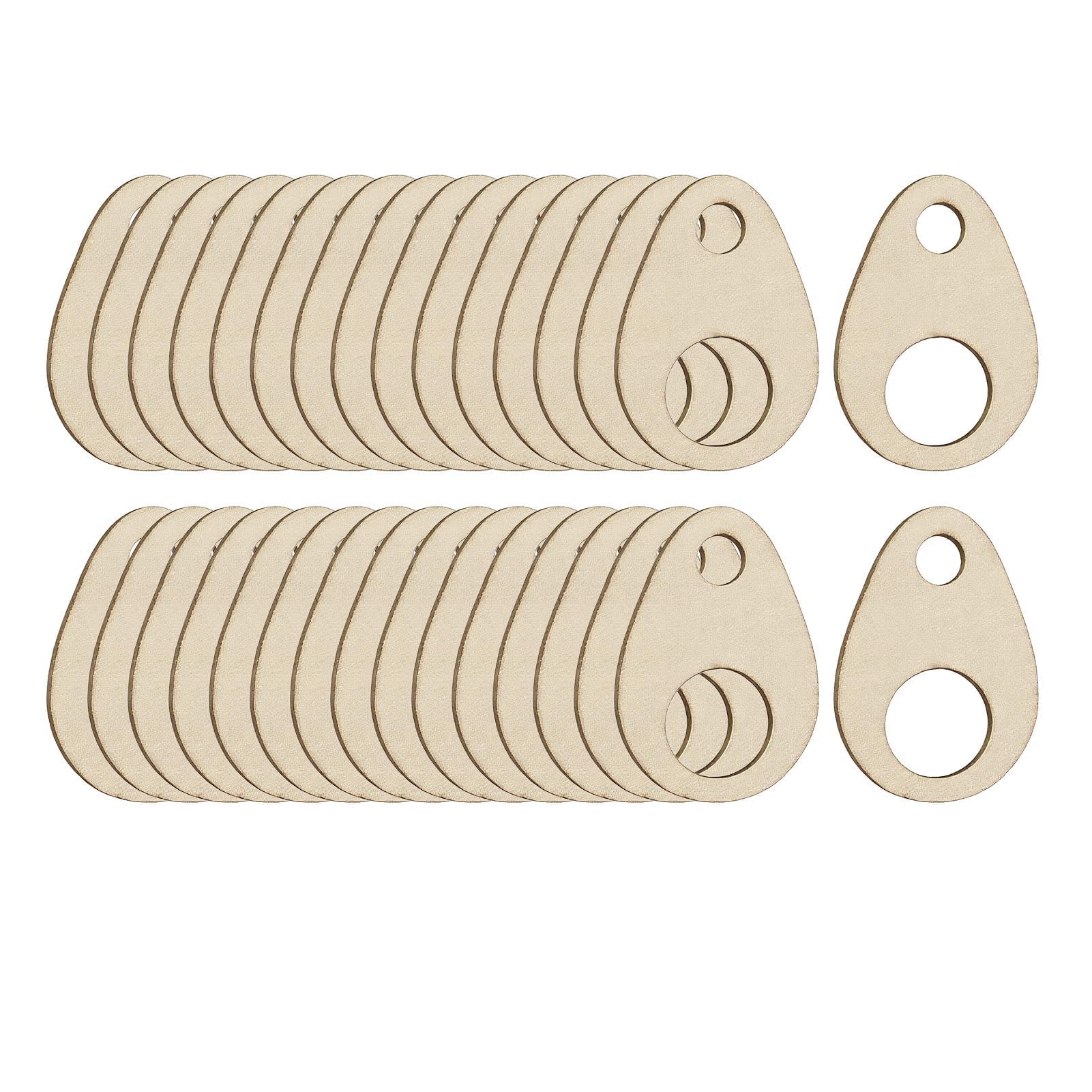 Embroidery Thread Organiser, Wooden Cross Stitch Sewing Tools with 100 Wooden Thread Charms, Natural Wood, Laser Cut, Teardrop Shaped, 2 Holes, Wide Applications in DIY Crafts