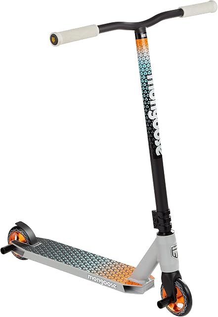 Mongoose Rise Youth and Adult Freestyle Stunt Scooter, High Impact Wheels, Bike-Style Grips, Lightweight Alloy Deck, Multiple Colors
