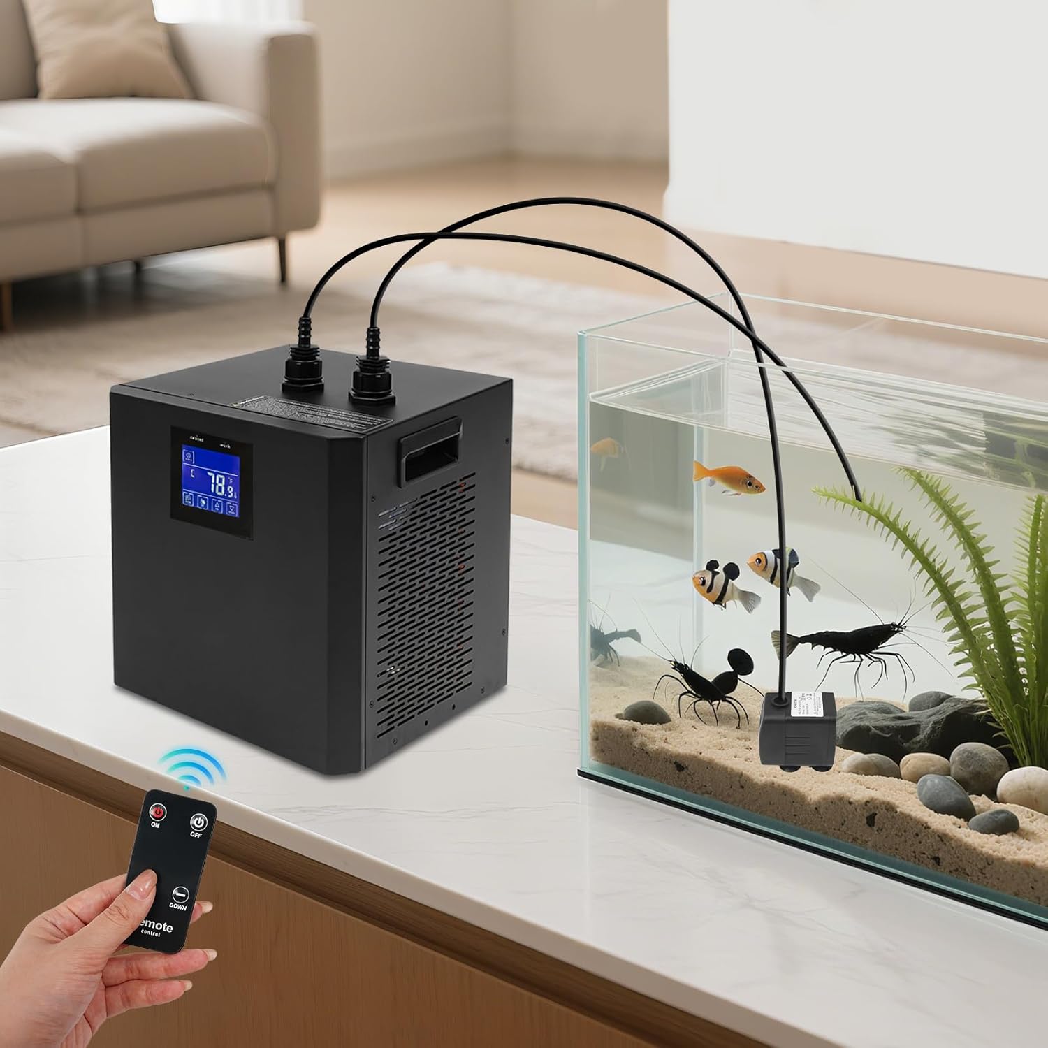 79 Gal/ 300L Aquarium Chiller, 1/3HP 250W Fish Tank Water Chiller Aquarium Cooling System with LCD Display, Remote Control and Touch Screen