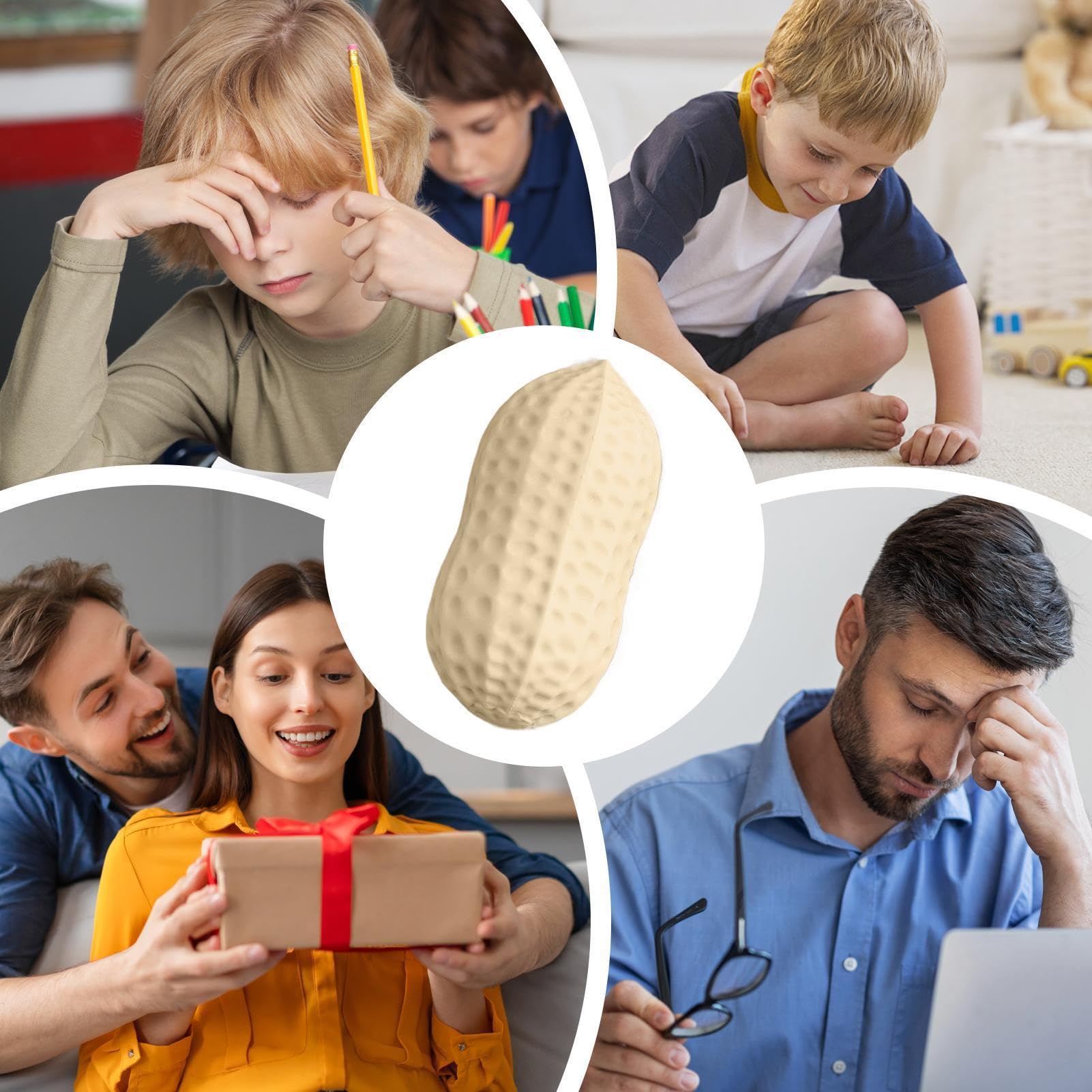 Fidget Toy - realistyczna gniotka z orzeszków ziemnych, uroczy ziemny przedmiot do zabawy sensorycznej o miękkiej, elastycznej fakturze, funkcja komfortowego nacisku dłoni o powolnym odbijaniu, idealn