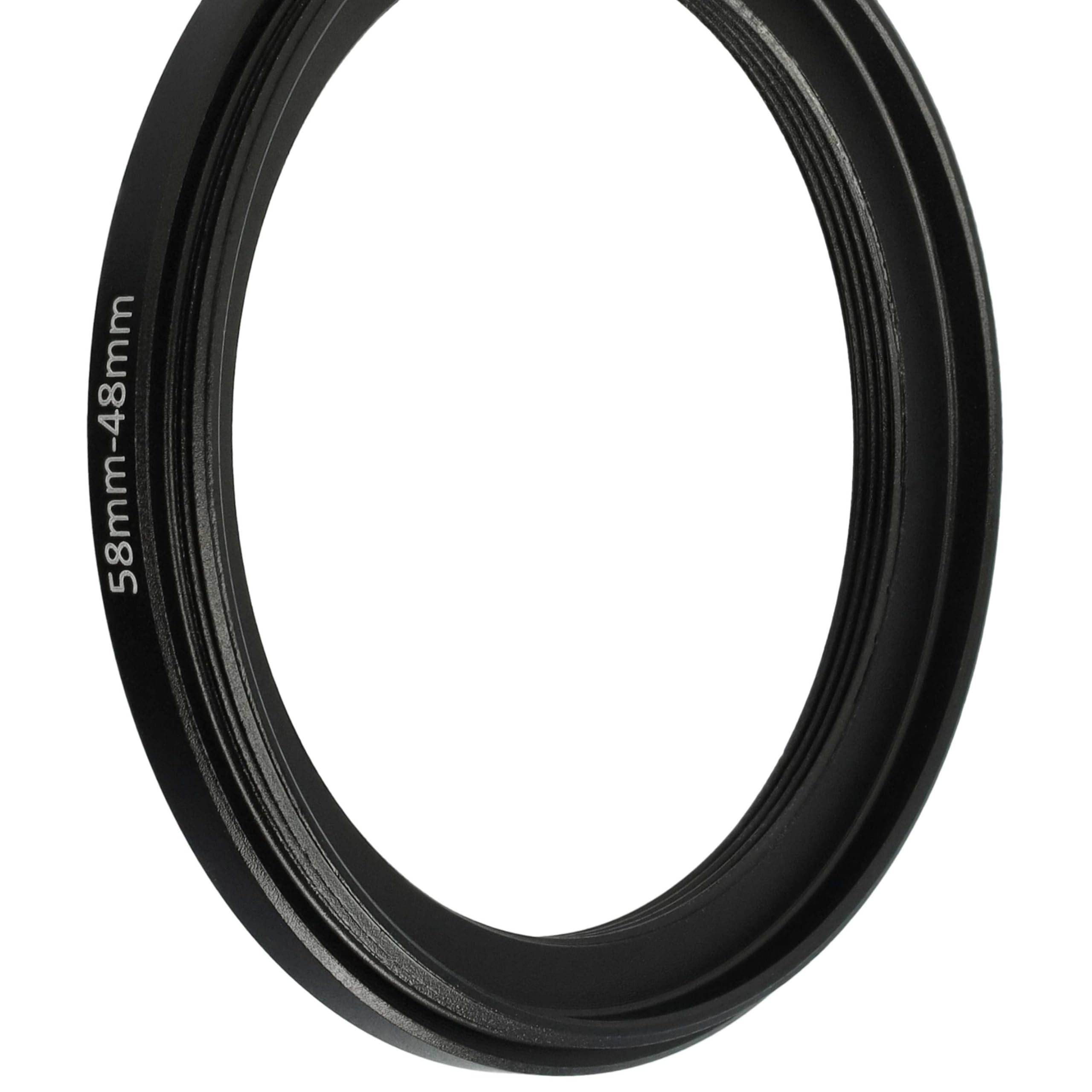 vhbw pierścień adaptera step-down 58 mm do 48 mm do aparatu - adapter filtra, czarny metal