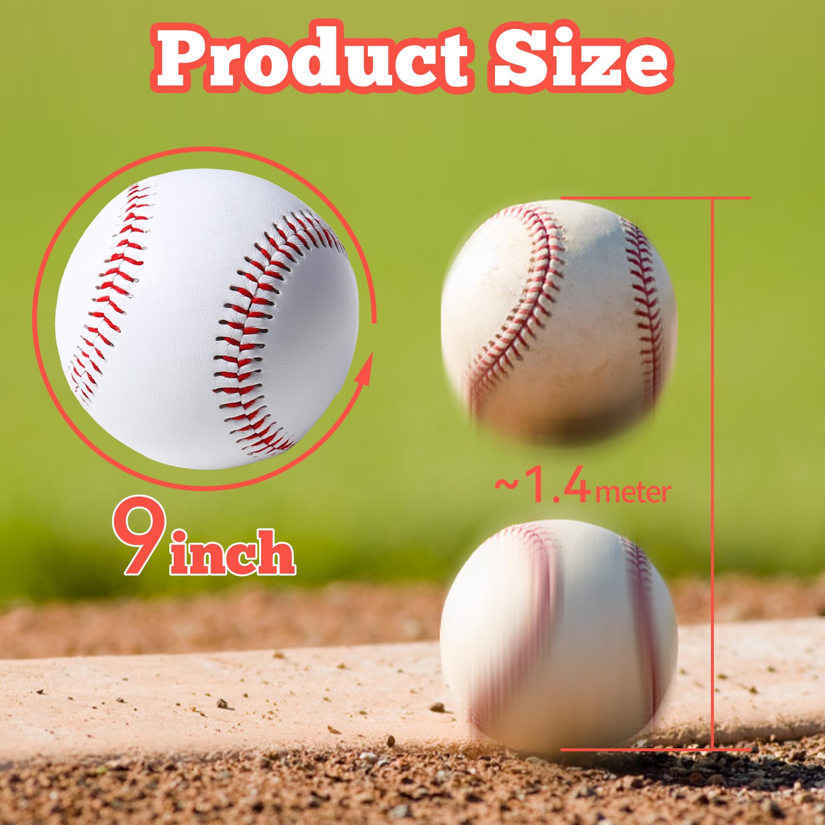 Paquete de 12 pelotas de béisbol de tamaño estándar para adultos, 9 pulgadas, sin marcar y cubiertas de cuero, pelota de entrenamiento para jugar en la liga, lanzamiento, bateo, campo,