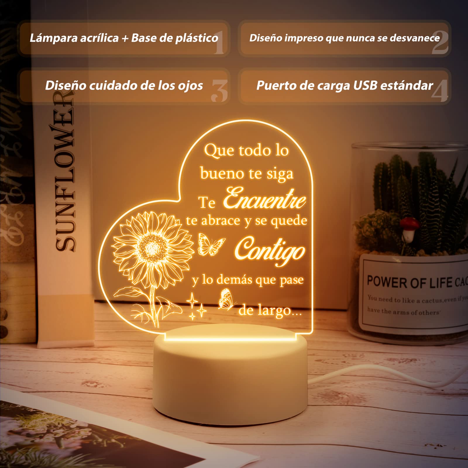 Buioata Regalo Mujer, Regalo de Reyes Magos para la Mujer, Regali Amiga Invisible Mujer- Lámpara de Noche, Ideas Regalo Cumpleaños para Amiga Madre Hermana