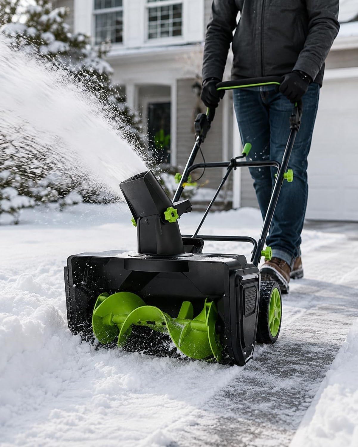 Sopladora de Nieve inalámbrica 20 Pulgadas, Motor sin escobillas 3500W, Doble LED
