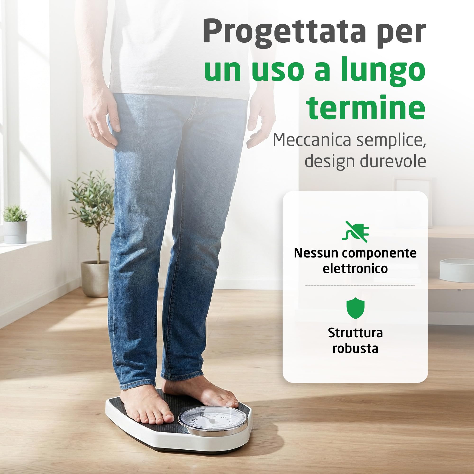 Medisana PSD Bilancia Personale Meccanica Fino a 150 kg, Analogica, Scala Retrò in Design Classico e Su Larga Scala in un Imballaggio Privo di Frustrazioni e con Copertura in Vetro Rinforzato
