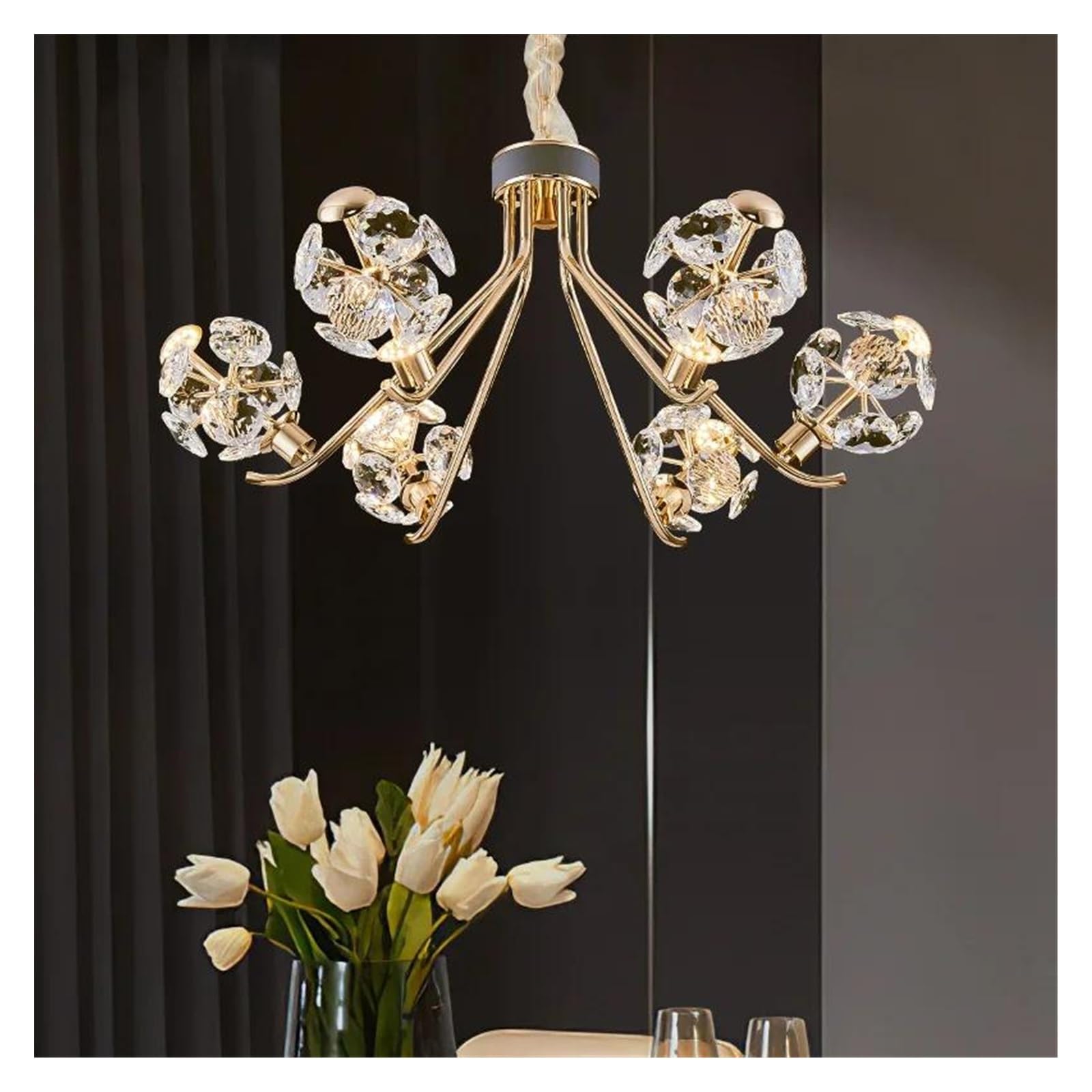 Éclairage de Salon moderne avec suspension et lustre LED dorés