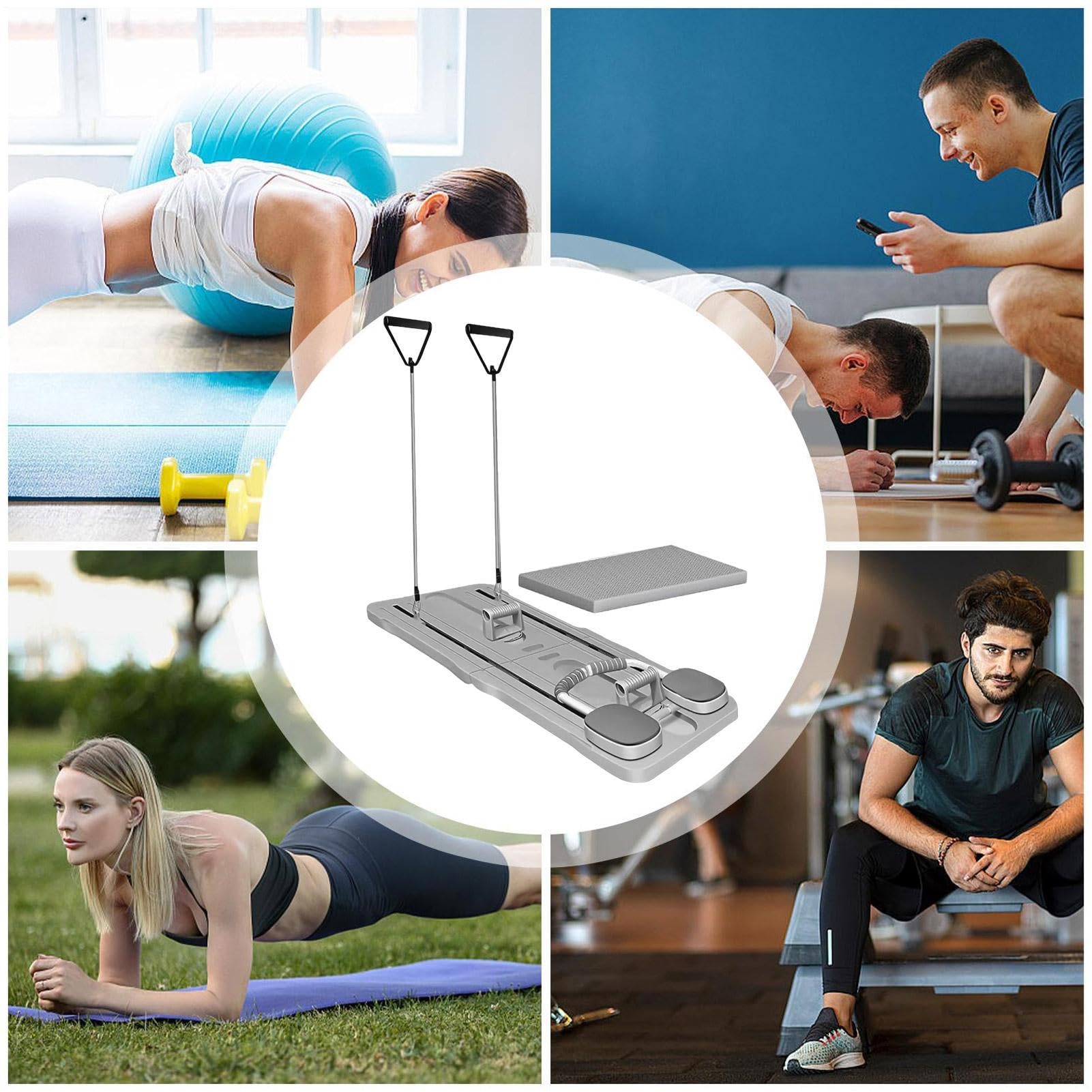 Deska Do Ćwiczeń Brzucha Pilates Składana Deska Pilates | Powiększone Wzmocnione Podpórki Na Łokcie Stabilny Sprzęt Treningowy Do Mięśni Core Domowej Siłowni Na