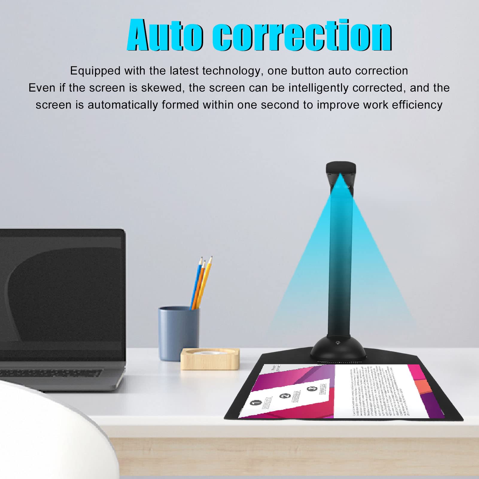Escáner de Cámaras de Documentos, Escáner Superior con Sensor CMOS de 10 MP con Luz LED, A3 A4 Plegable Portátil OCR USB Doc CAM, Varios Idiomas, Corrección Automática