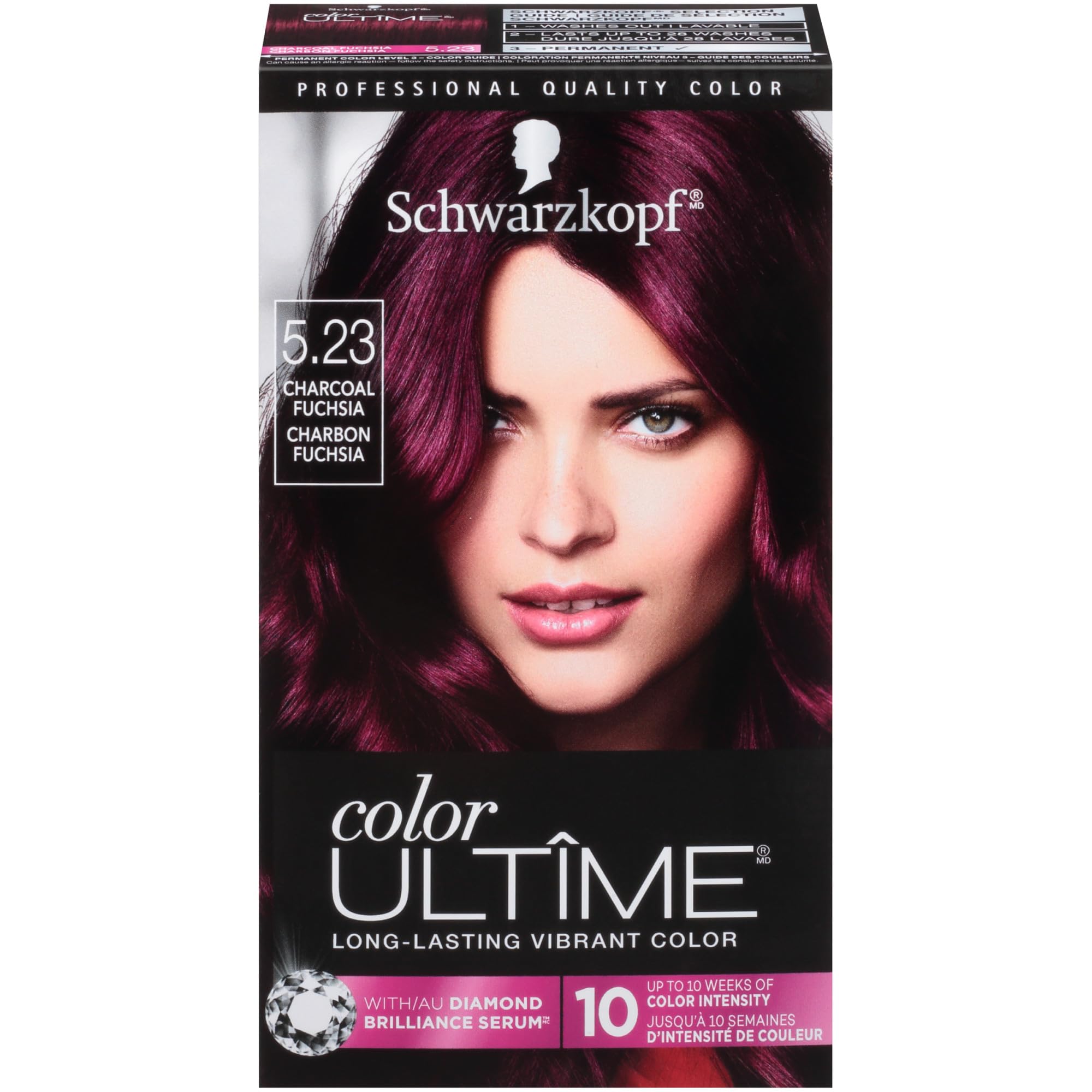 Color Ultime Hair Color, 5.23 Charcoal Fuchsia, 1 Application - Permanent Hair Dye for Vivid Color Intensity and Fade-Resistant Shine up to 10 Weeks